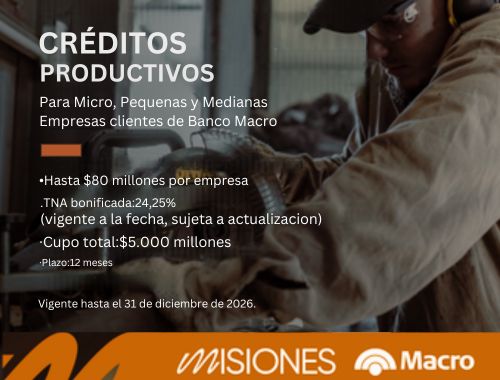 Lee más sobre el artículo Nueva línea de créditos productivos de Banco Macro con tasa bonificada por la Provincia.