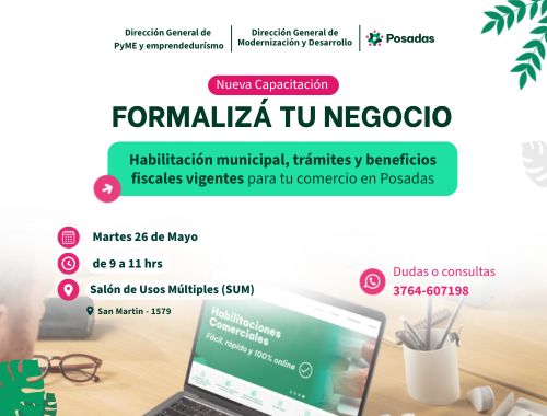 Lee más sobre el artículo “Formalizá tu Negocio”: capacitación gratuita para emprendedores y comerciantes de Posadas